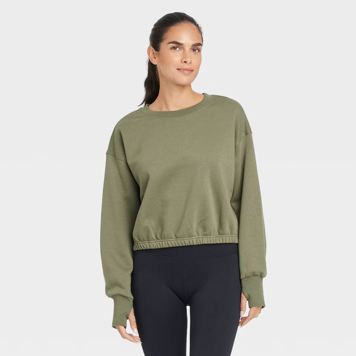 Women's Fleece Cropped Crewneck Pullover Sweatshirt - JoyLab™ | Target