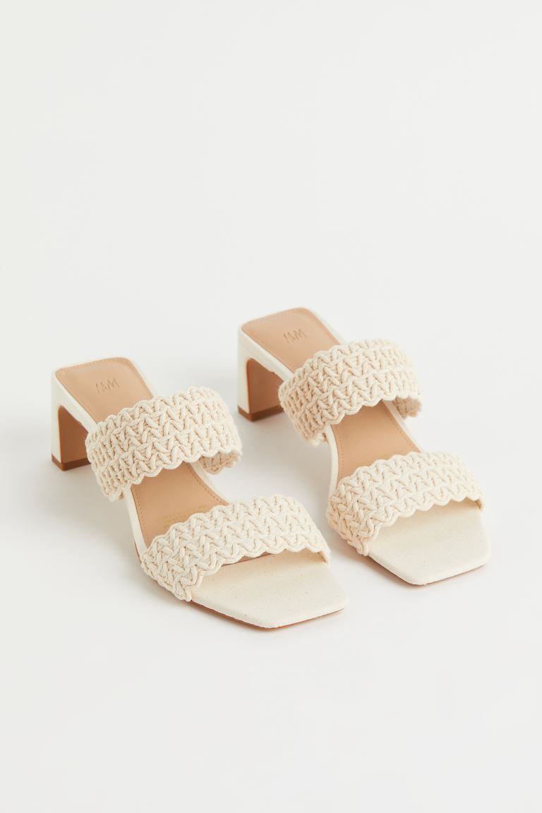 New ArrivalMules in cotton with partially covered heels and two chunky foot straps. Faux leather ... | H&M (US + CA)