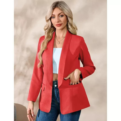 Blazer Jackets for Women Business Casual Outfits Work Office Blazers Lightweight Dressy Suits with Pocket S/Red | Target