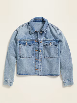 Boyfriend Cropped Cut-Off Jean Jacket for Women | Old Navy (US)