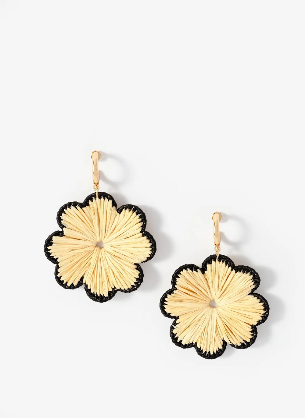 Gold Tone Raffia Flower Drop Earrings | Mint Velvet