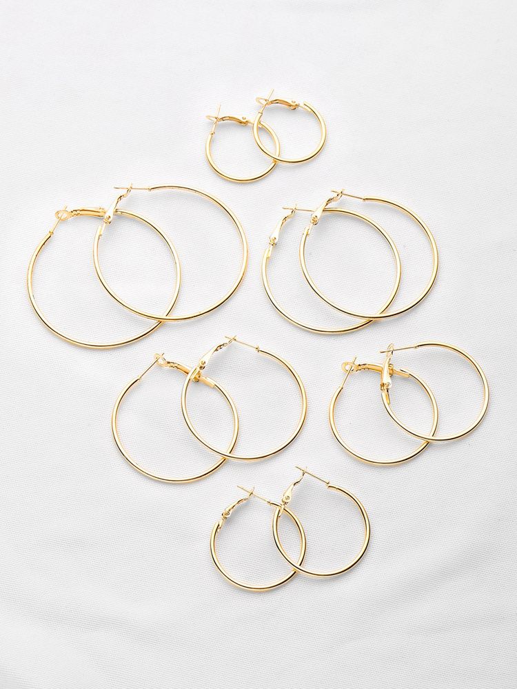 Plated Hoop Earrings Set | SHEIN