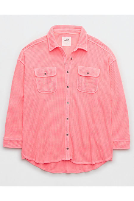Aerie LumberJane Waffle Shirt Women's Coral Sun L | Aerie