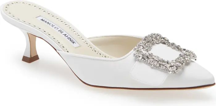 Manolo Blahnik Maysale Crystal Buckle Pointed Toe Mule | Nordstrom | Nordstrom