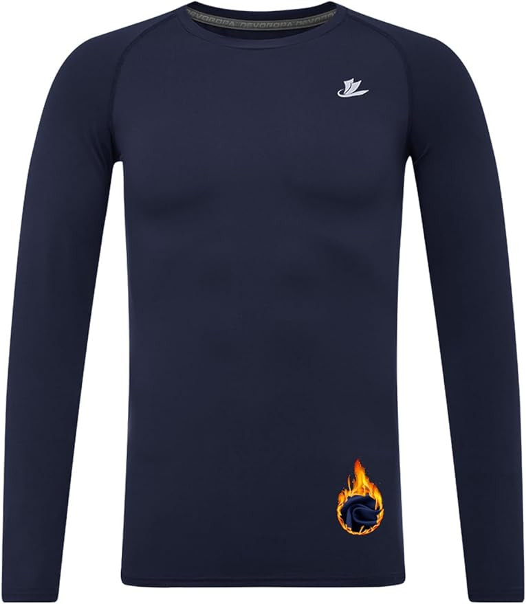 DEVOROPA Youth Boys Compression Thermal Shirt Long Sleeve Kids Fleece Baselayer Soccer Baseball U... | Amazon (US)