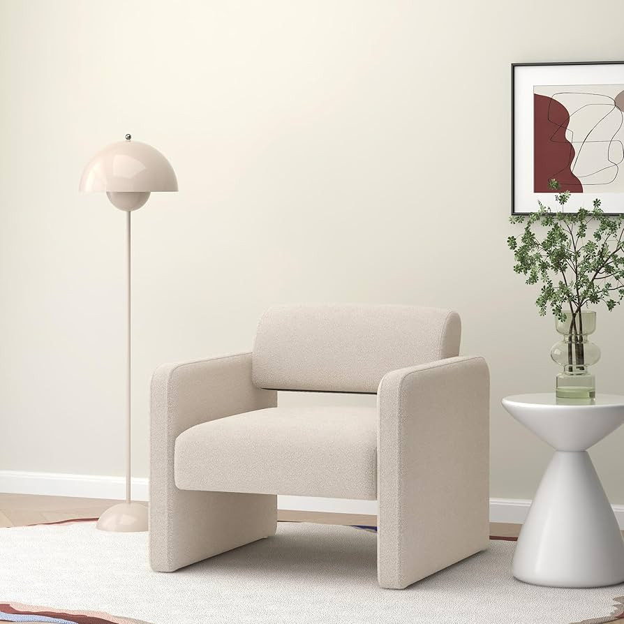 ECLYL Accent Chair Teddy Velvet，Modern Armchair with Backrest, Upholstered Single Leisure Chair... | Amazon (US)