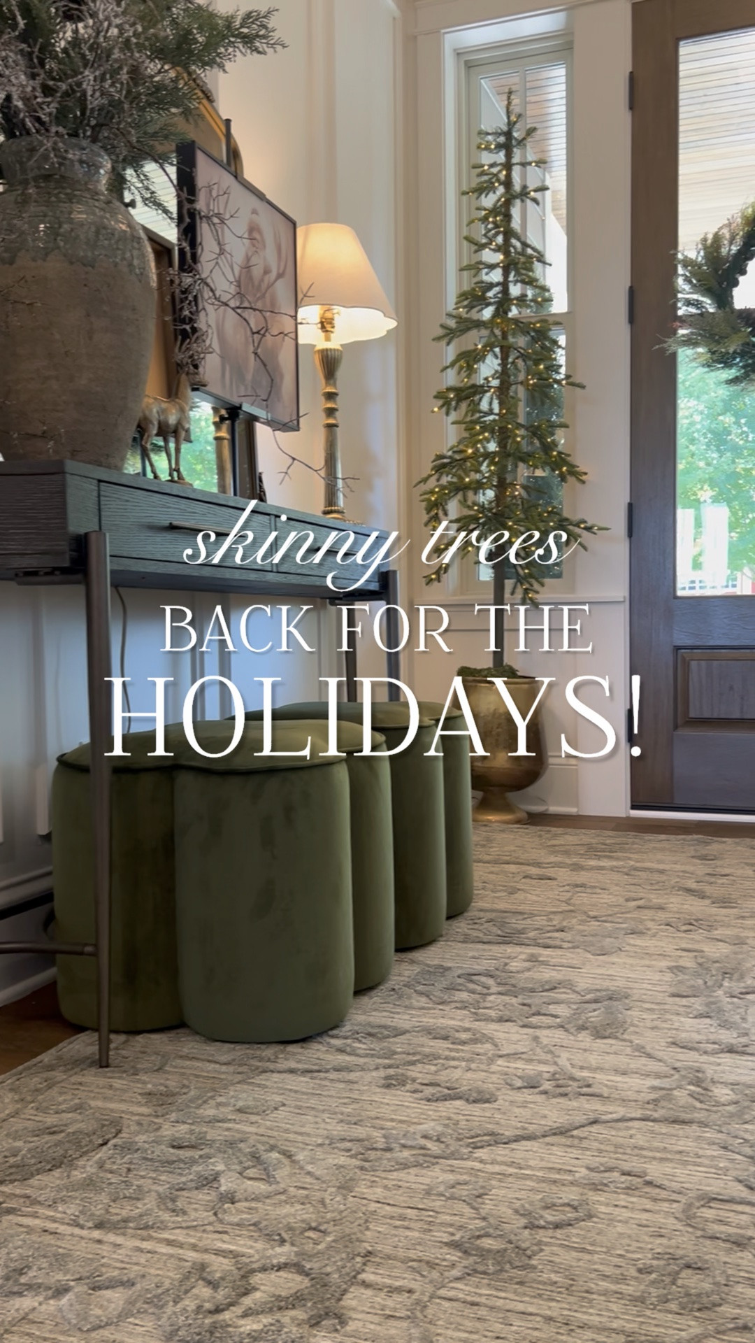 My seven foot skinny trees are my favorite holiday item and what I bring out first. I don’t decorate these; they’re classy, elegant and beautiful with just the lights. These trees have been in my past three homes. I’m so glad they keep coming back for the holidays!

#ltkholiday

#LTKSeasonal #LTKHome #LTKvlog