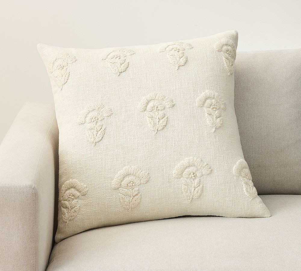 Rowan Floral Embroidered Pillow Cover | Pottery Barn (US)