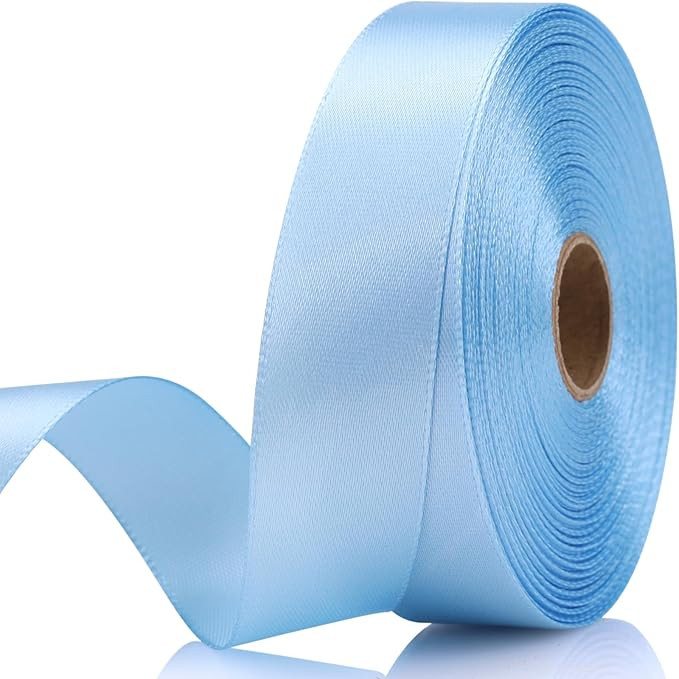 7/8 Inch 30 Yards Sky Blue Satin Craft Ribbon-Single Face Polyester Ribbon for Handmade Roses,Gif... | Amazon (US)