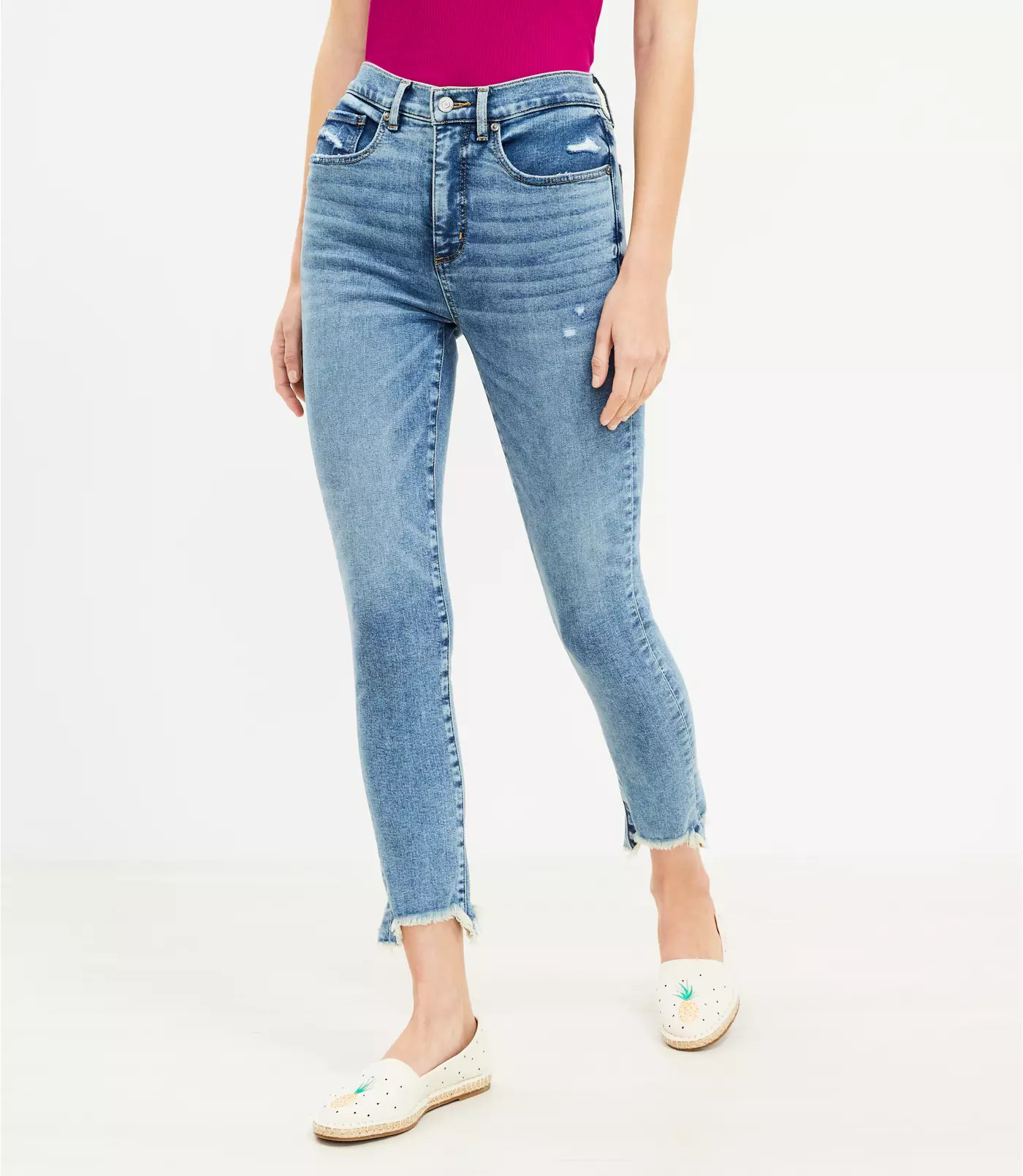 Curvy Mid Rise Skinny Jeans in Mid Indigo Wash | LOFT