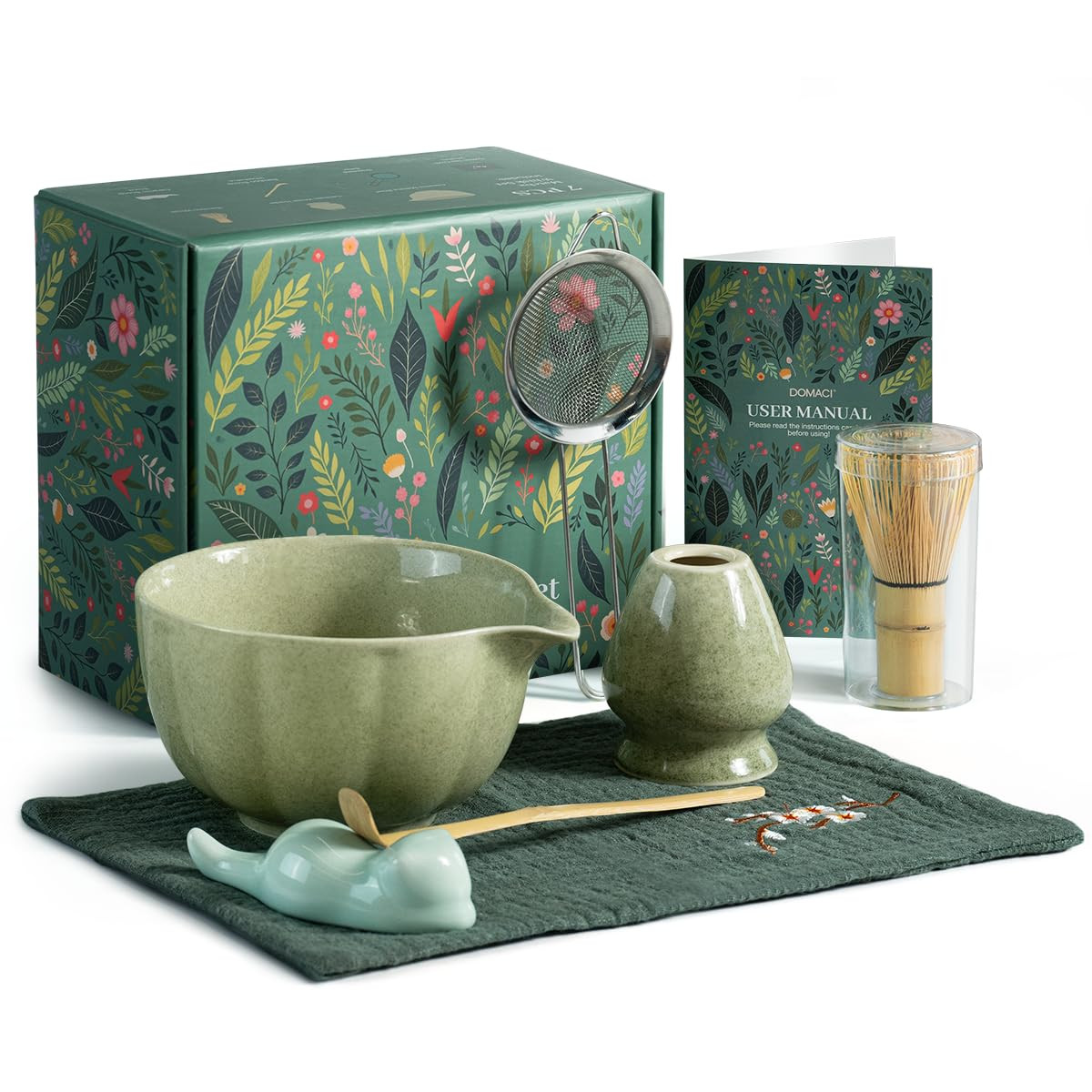 Matcha Whisk Set, 7 Pcs Japanese Matcha Kit Includes Matcha Bowl with Spout, Bamboo Whisk, Chasen... | Amazon (US)