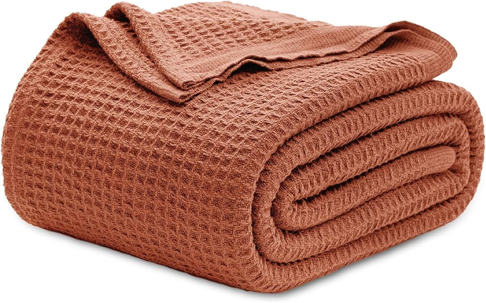 Bedsure 100% Cotton Blankets King Size for Bed - 405GSM Waffle Weave Blankets for Summer, Cozy an... | Amazon (US)
