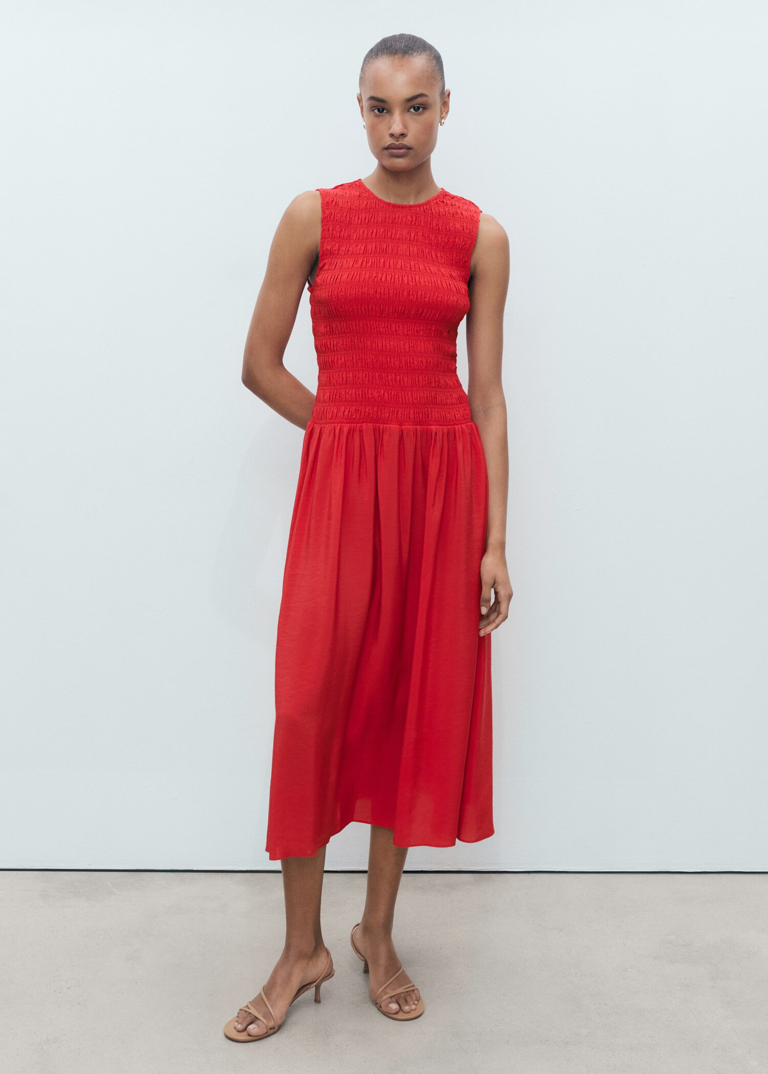 Flared dress with gathered body - Women | MANGO United Kingdom | MANGO (UK)