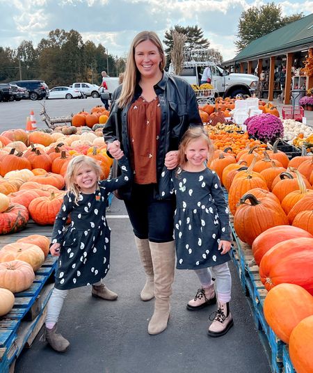 Perfect fall outfits for the pumpkin patch!! Love these simple ghost dresses for the girls and my black and brown fit!! 

#LTKfamily #LTKkids #LTKcurves