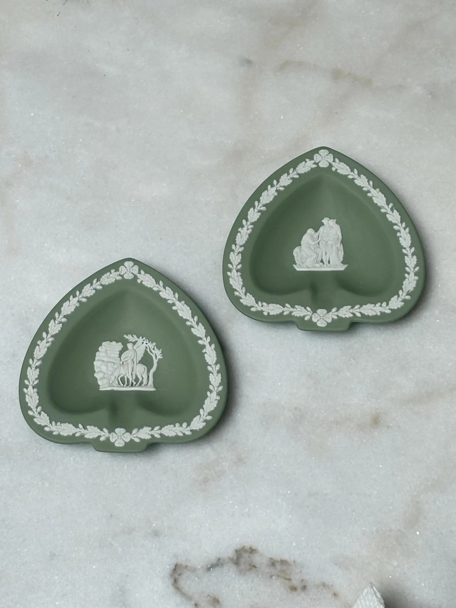 Vintage Wedgwood Sage Green Jasperware Spade Dishes | Set of 2 Neoclassical Trinket Trays | Made ... | Etsy (Global)