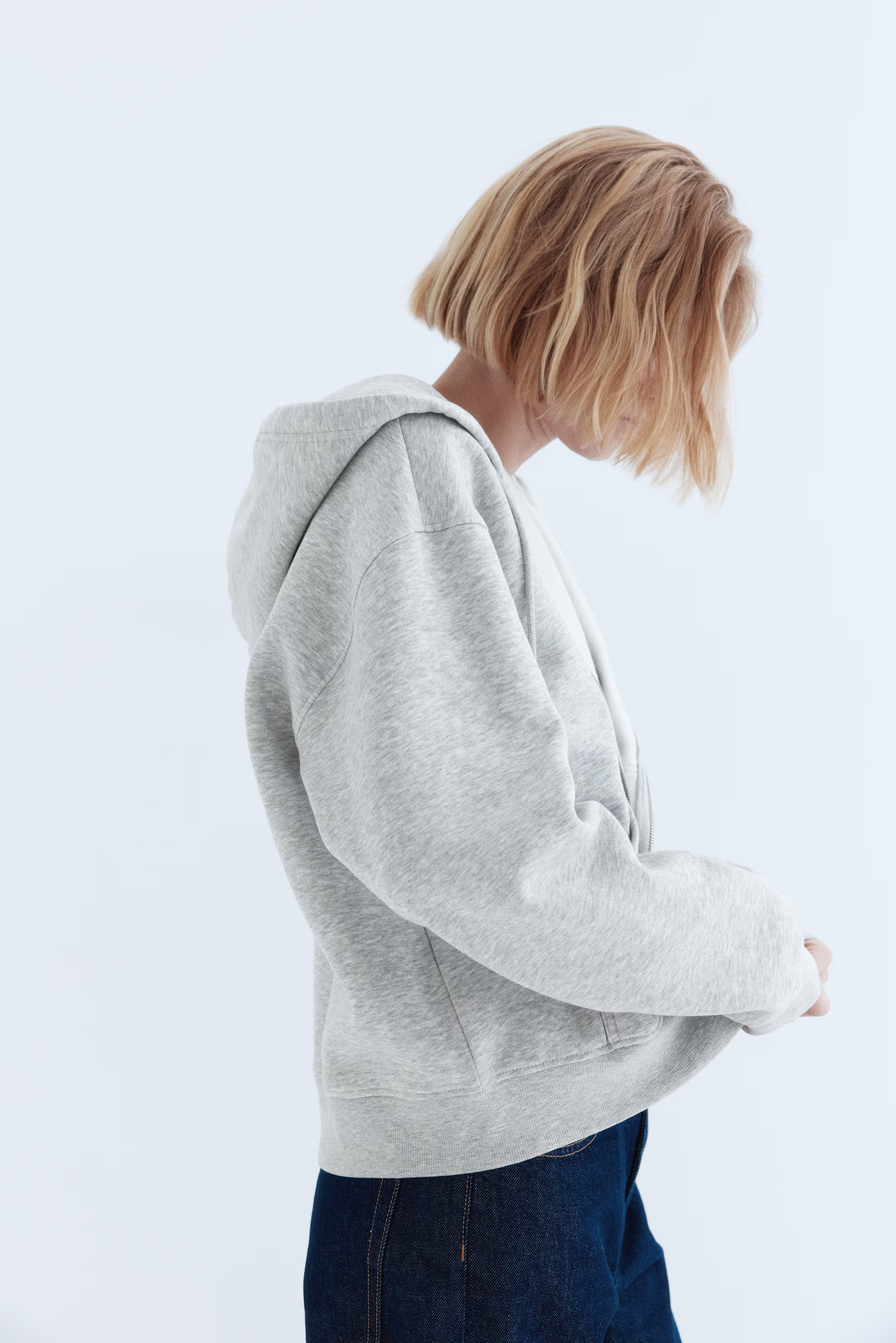 Zip-through hoodie - Light grey marl - Ladies | H&M GB | H&M (UK, MY, IN, SG, PH, TW, HK)