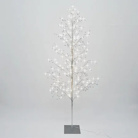 Pre-Lit 210 Warm White Twinkling LED Beaded Tree, Silver Glitters, 6 ft, by Holiday Time | Walmart (US)