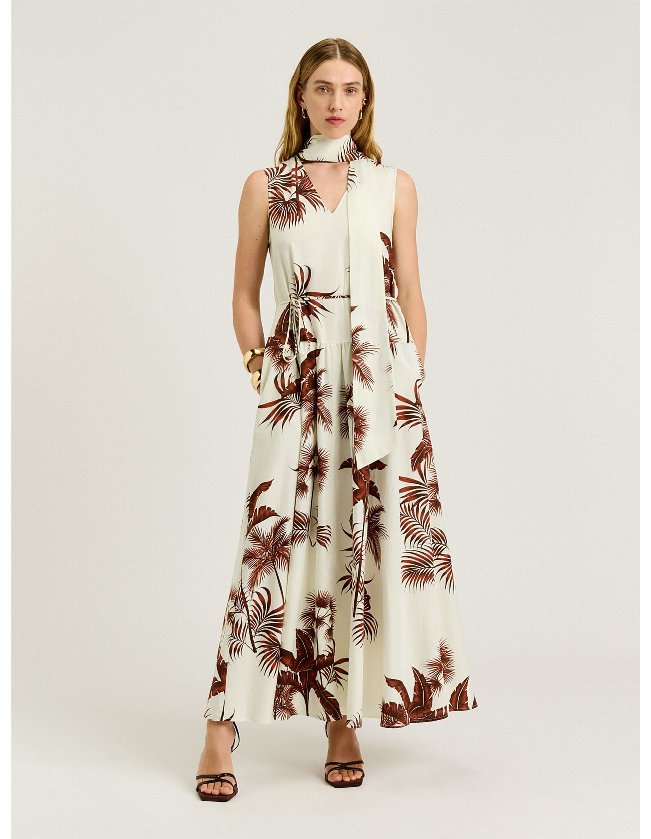 TERRACOTTA PALM PRINT MAXI DRESS | David Jones (Australia & New Zealand)