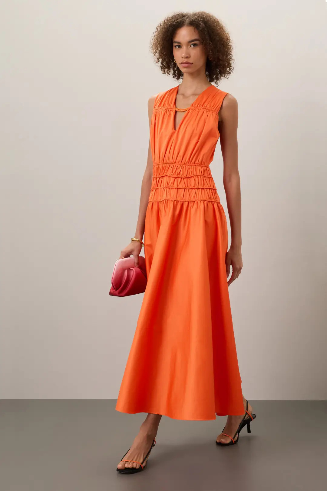 Orange Smocked Waist Maxi Dress | Rent the Runway