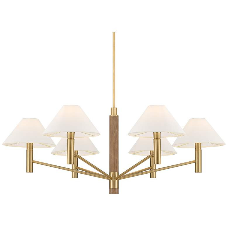 Wood and Warm Gold 6-Light Hanging Chandelier - #0931M | Lamps Plus | Lamps Plus
