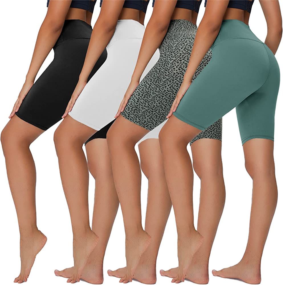 Sundwudu 4 Pack Biker Shorts for Women - 8” High Waist Summer Yoga,Running,Workout Shorts | Amazon (US)