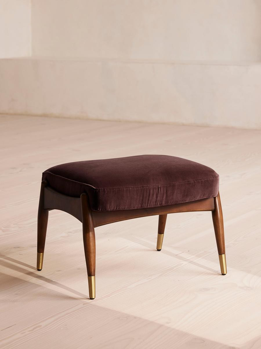 Theodore Footstool, Velvet, Aubergine, US | Soho Home Ltd