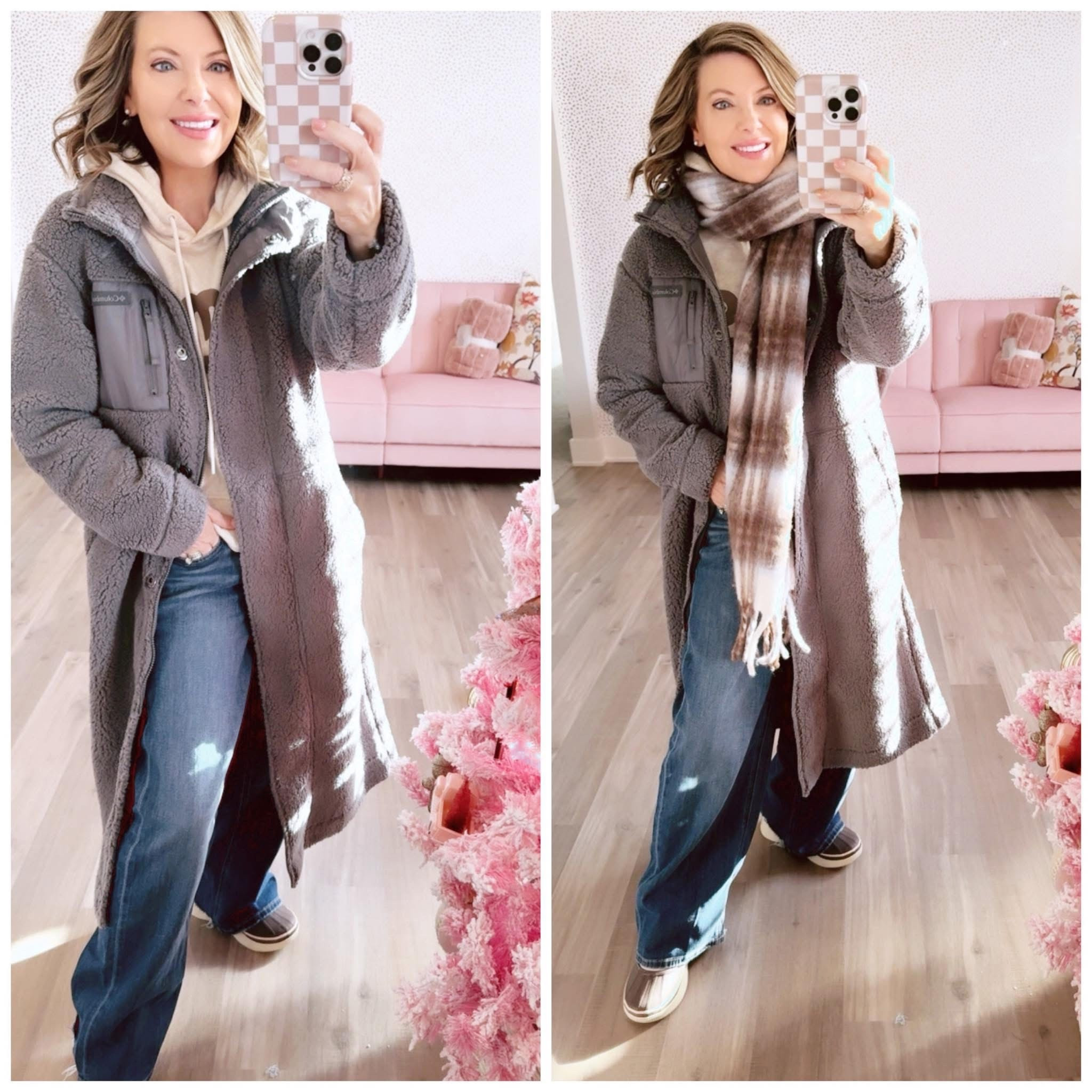 This is another Columbia jacket that I ordered. It’s definitely a little long on me and will look amazing if you are a little taller, but I still love it! ￼ 💗If you saw me share the shorter Sherpa jacket, this is just the longer version! On sale! Size down! ￼ Sign in to get free shipping! 🙌￼ Also my scarf is 50% OFF and free ship! 

Ps, I actually love the jacket with these wide leg jeans. It’s kind of giving a more chill vibe. ✌️￼



#LTKGiftGuide #LTKdayinmylife #LTKHoliday