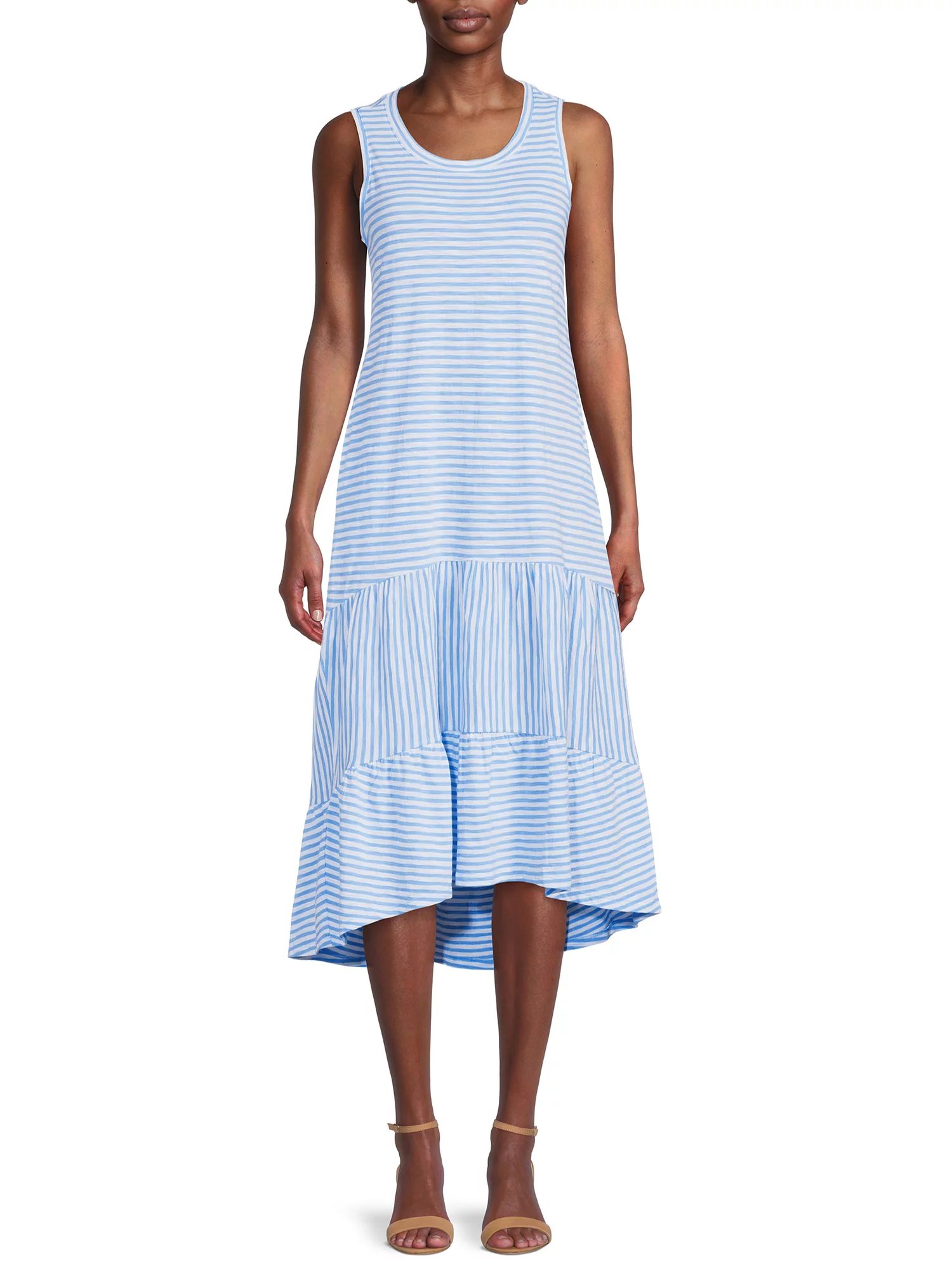 Time and Tru Women's Sleeveless Tiered Knit Dress | Walmart (US)