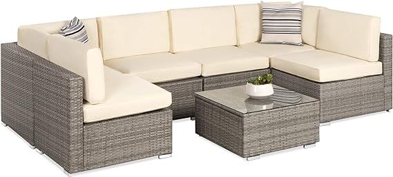 Best Choice Products 7-Piece Modular Outdoor Sectional Wicker Patio Furniture Conversation Set w/... | Amazon (US)