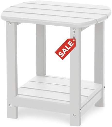 Adirondack Square Outdoor Side Table,2-Tier Storage Patio Side Table, HDPE End Tables for Backyar... | Amazon (US)