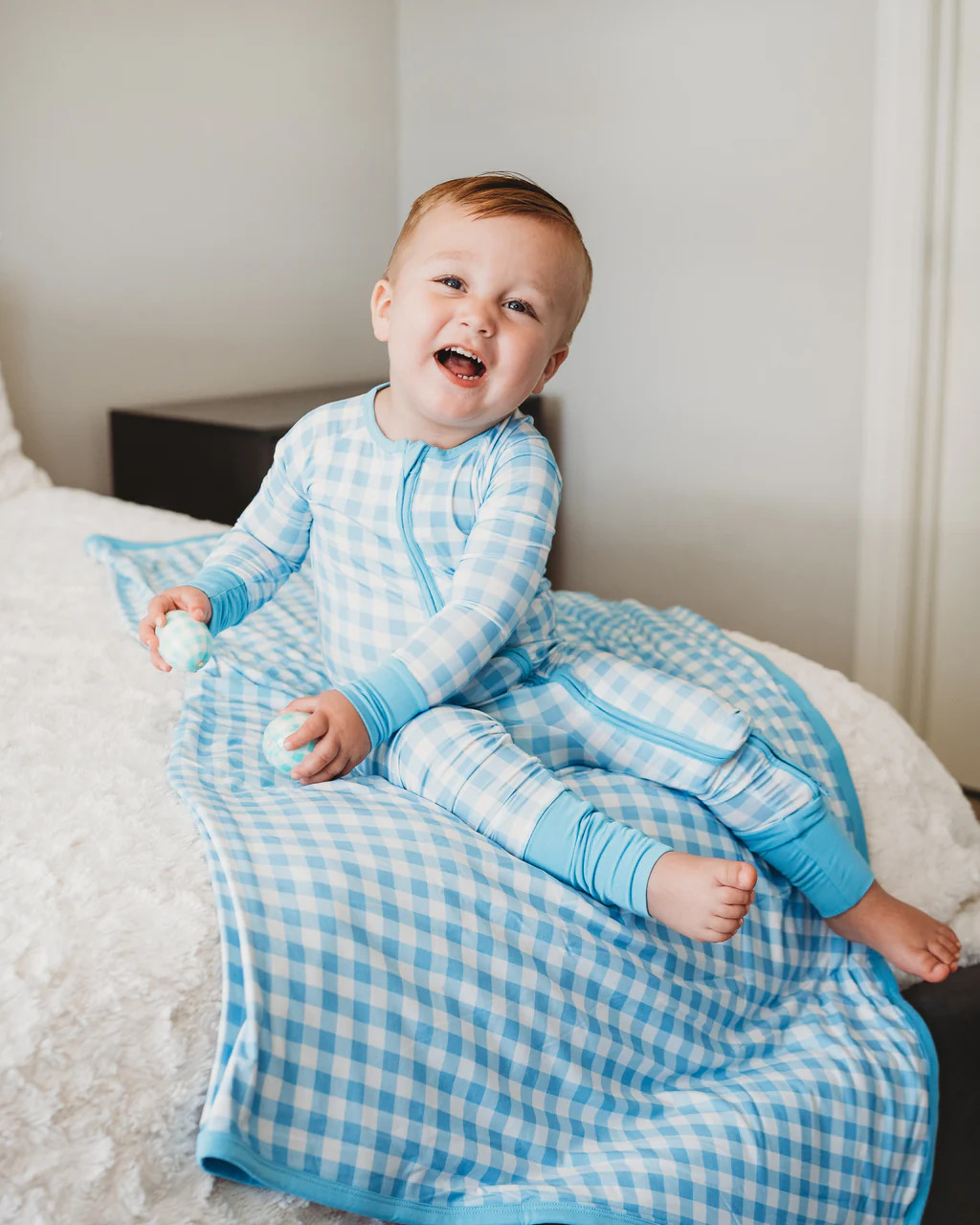 SKY BLUE GINGHAM DREAM ROMPER | Dream Big Little Co.