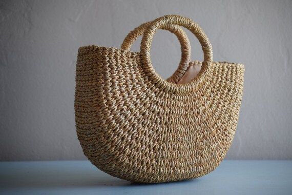 PREORDER Handwoven straw mini bag/ straw purse/ straw handbag/ straw bag basket/ seagrass basket (Ca | Etsy (US)