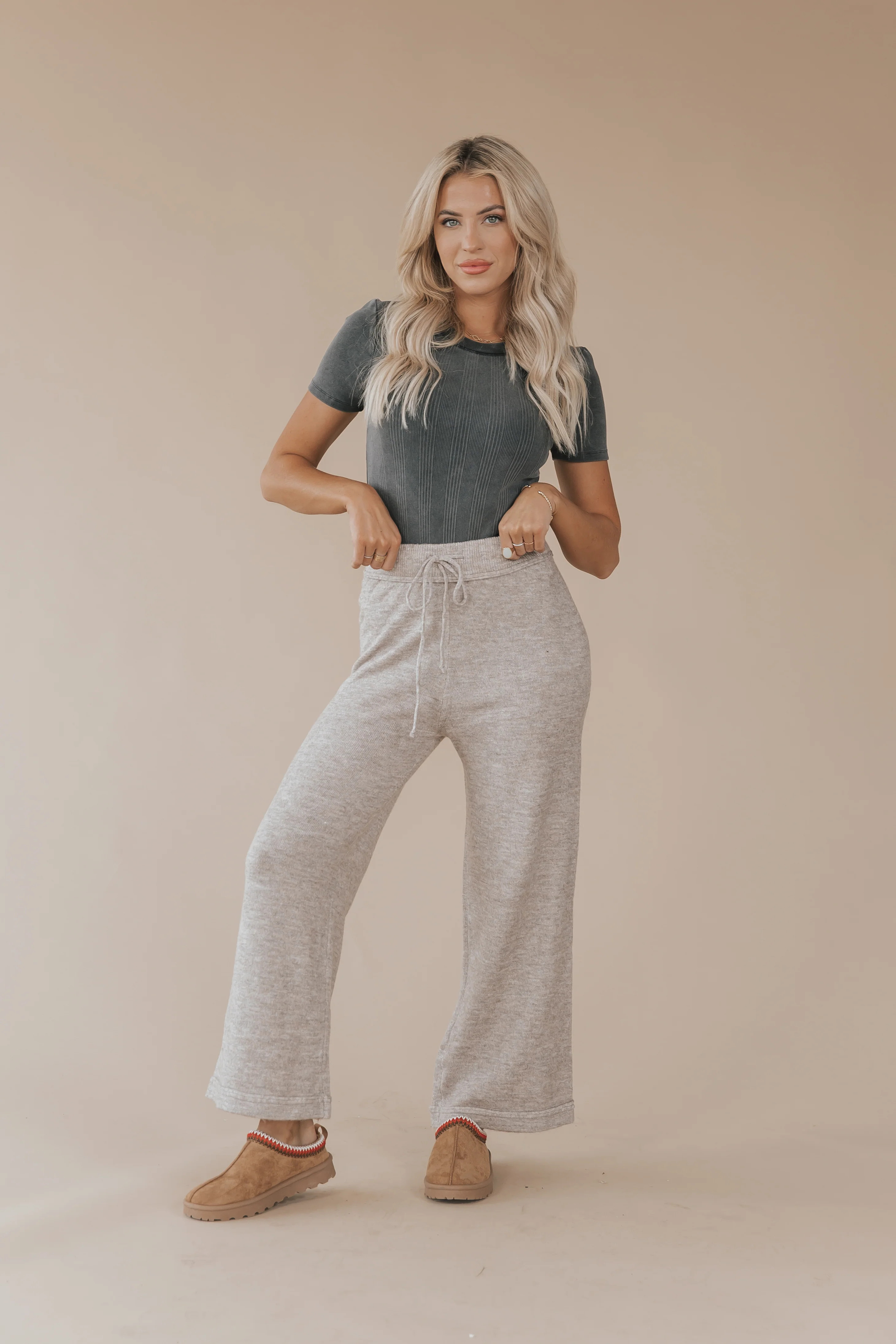Mocha Two Tone Ribbed Sweater Pants | Magnolia Boutique | Magnolia Boutique