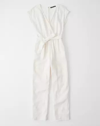 Linen-Blend Wrap Jumpsuit | Abercrombie & Fitch US & UK