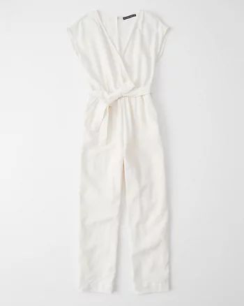 Linen-Blend Wrap Jumpsuit | Abercrombie & Fitch US & UK