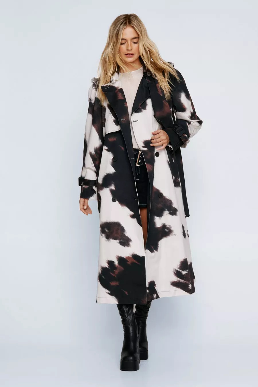 Premium Cow Print Trench Coat | Nasty Gal (US)