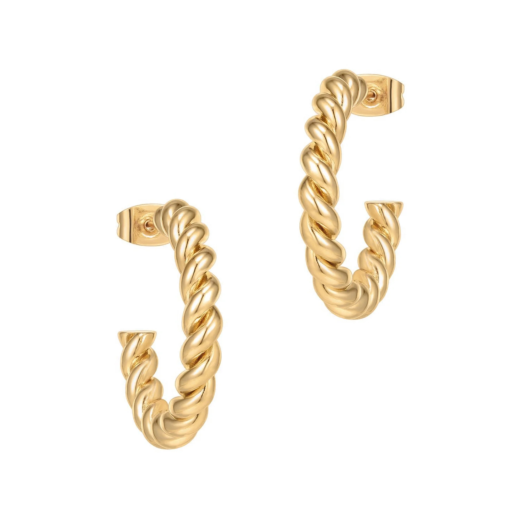 PAVOI 14K Yellow Gold Plated Twisted Rope Round Hoop Earrings | 25 Millimeters Hoop Earrings for ... | Walmart (US)