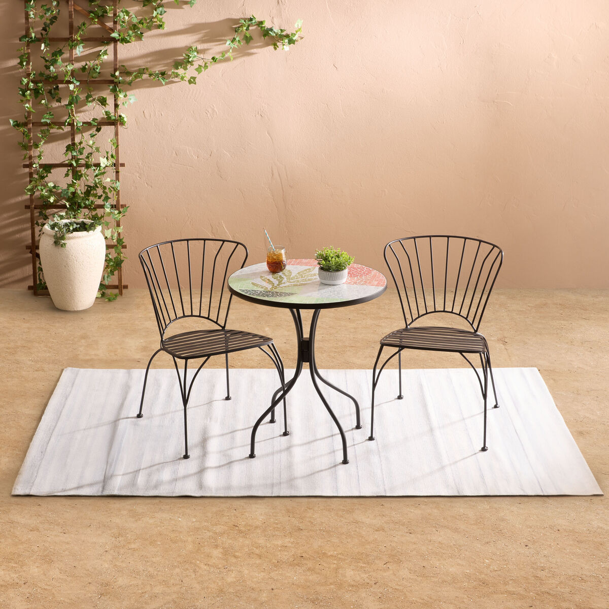 Cadiz Bistro 3 Piece Outdoor Patio Dining Set in Botanical by World Market | World Market
