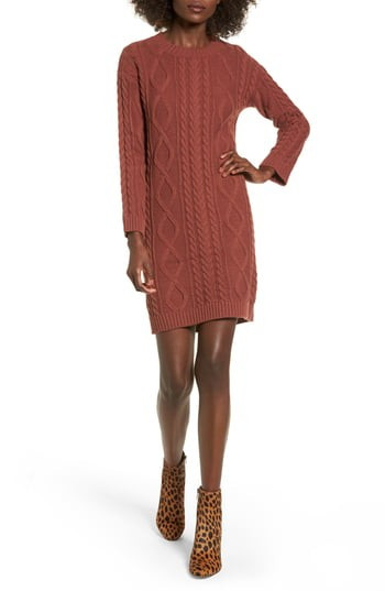 Women's Cotton Emporium Cable Knit Sweater Dress, Size Small - Burgundy | Nordstrom