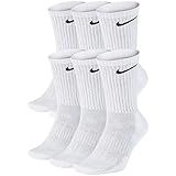 NIKE Dri-Fit Training Cotton Cushioned Crew Socks 6 PAIR White with Black Signature Swoosh Logo) LAR | Amazon (US)