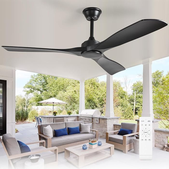 Depuley Ceiling Fan Without Light: 52 Inch 3 Blade Outdoor Fans for Patios - Black Ceiling Fan No... | Amazon (US)