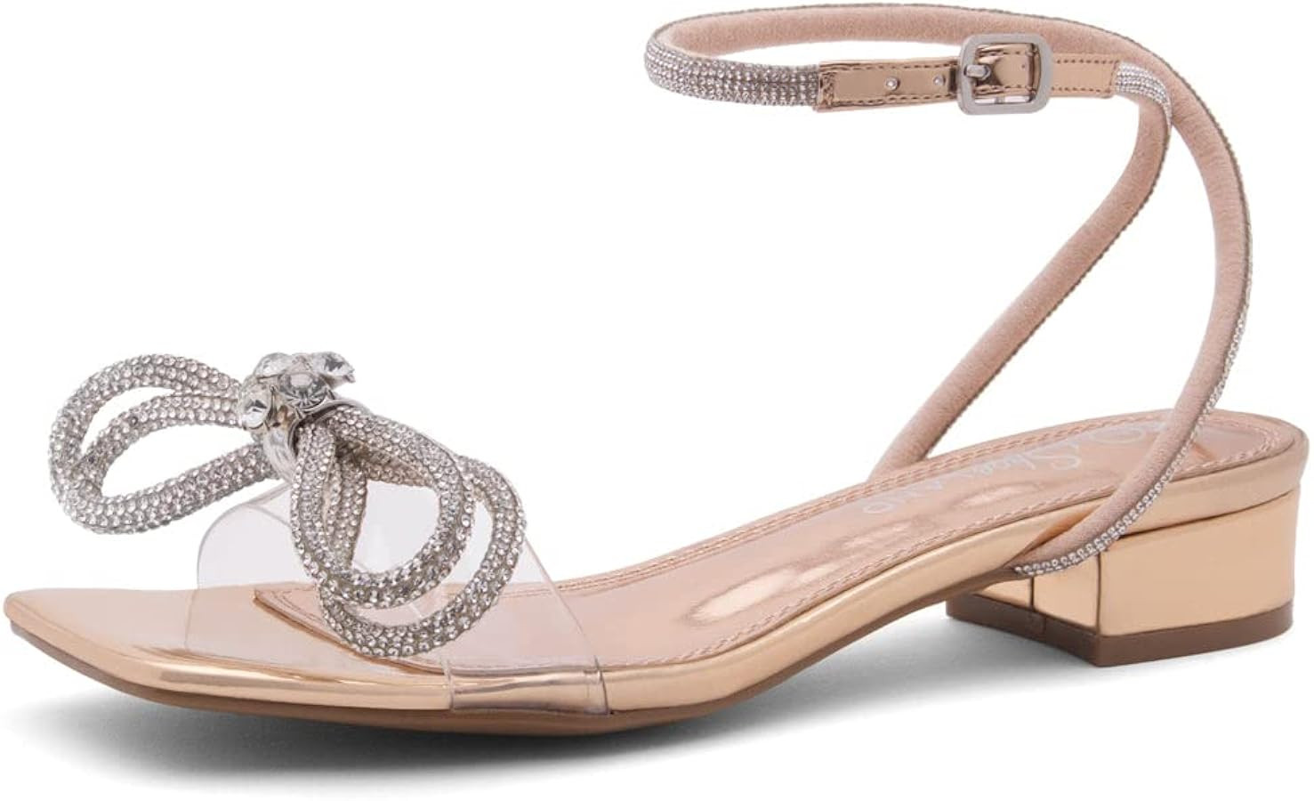 Shoe Land Womens SL-Melinda Low Heels Open Toe Dress Heeled Sandals Ankle Strap Classic Short Chu... | Amazon (US)