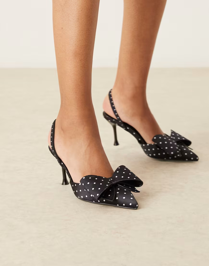 Glamorous kitten heel mules in black and white polka dot | ASOS (Global)