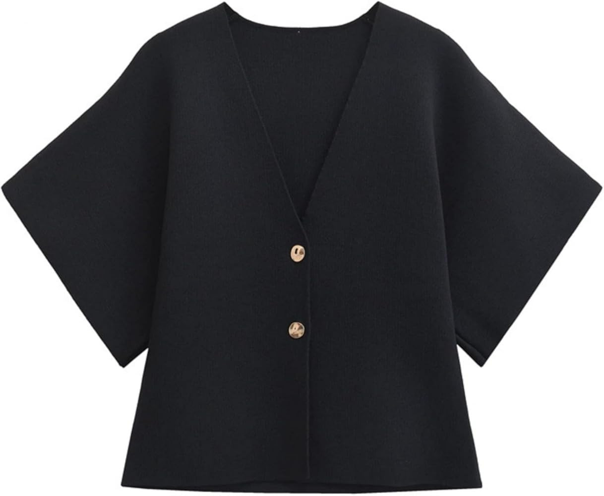 Wanzetaly Womens Oversized Cardigans Short Sleeve Lightweight Button V Neck Casual Knit Sweater O... | Amazon (US)