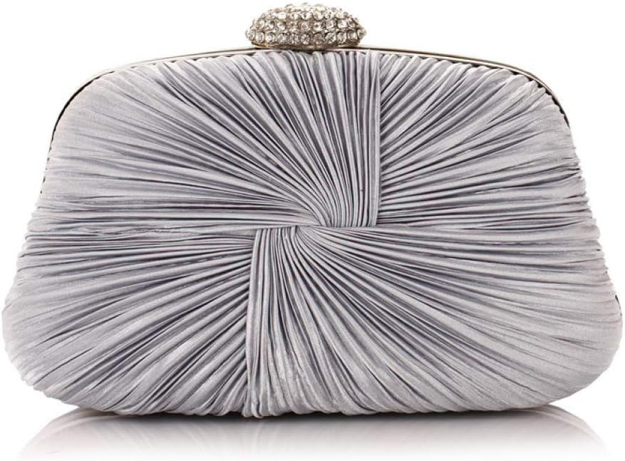 Simcat Womens Clutch Bag,Pleated Satin Handbag Lady Pleated Bow Purse Bag with Chain for Prom Wed... | Amazon (US)