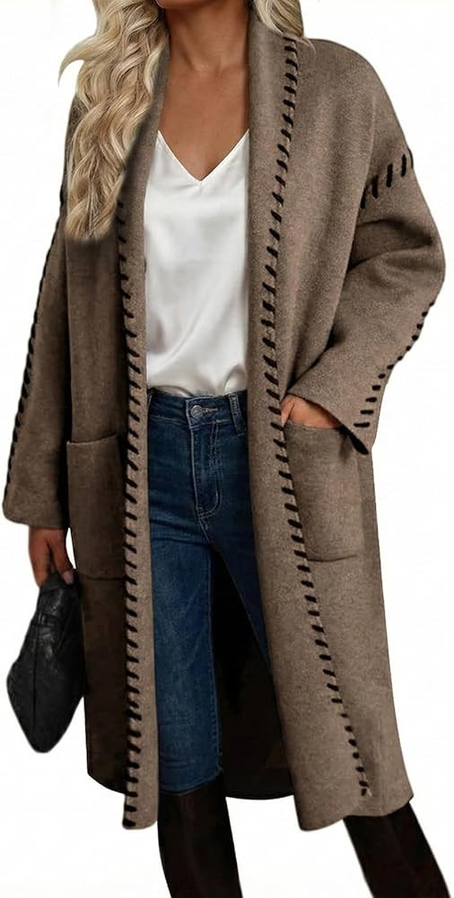 VIMPUNEC Womens Fall Long Cardigan Sweaters Oversized Chunky Jackets Open Front Knit Outwear Coat... | Amazon (US)