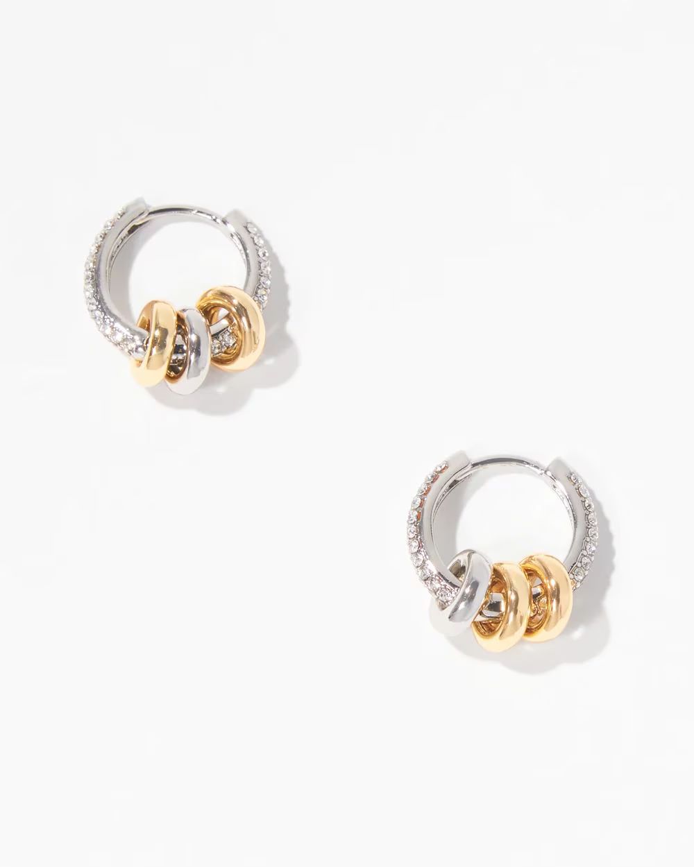 Mixed-Metal Crystal Rings Huggie Earrings | White House Black Market