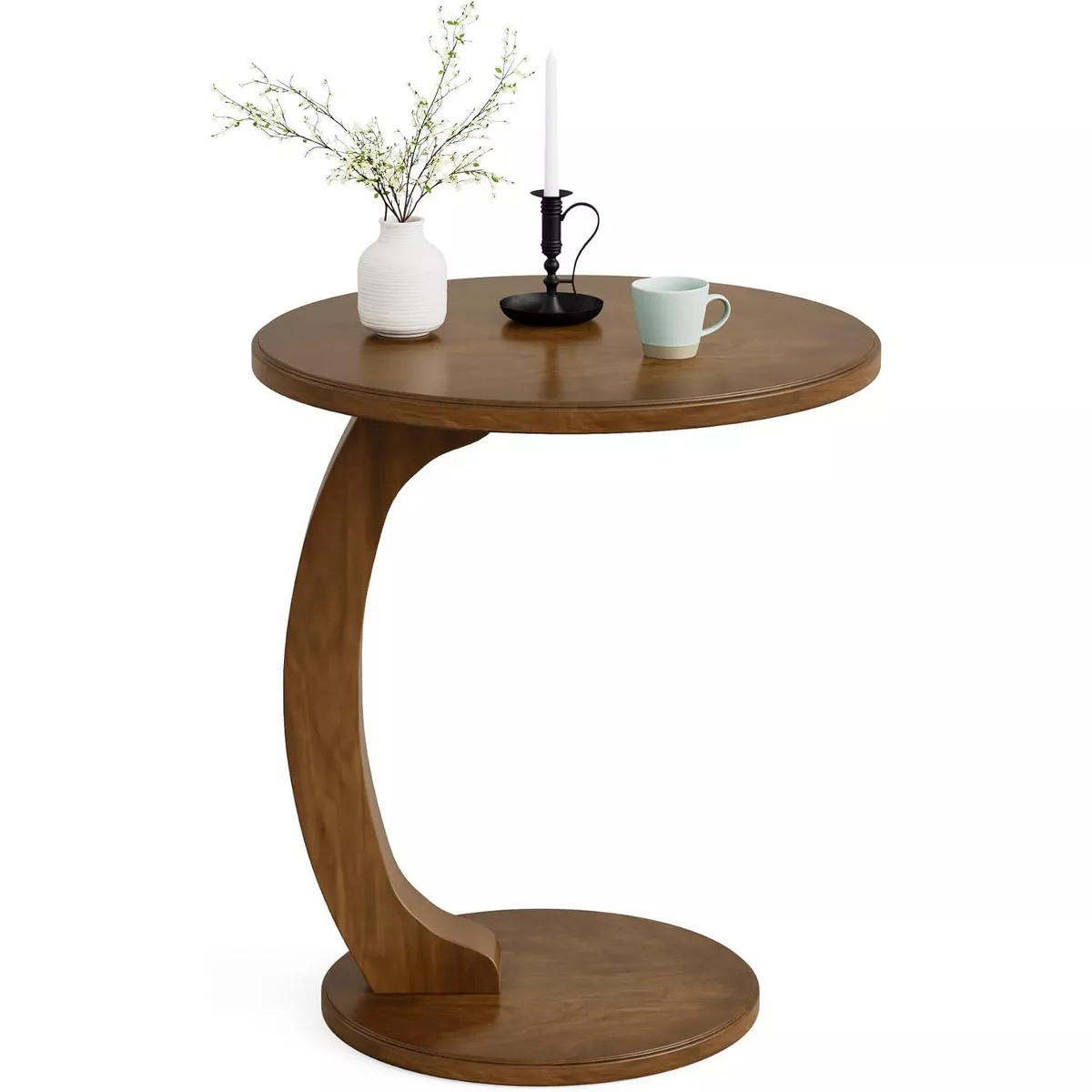 Tribesigns Round Side Table, Wooden C-Shaped End Table, Mid-Century Couch Side Table, Small Boho ... | Target