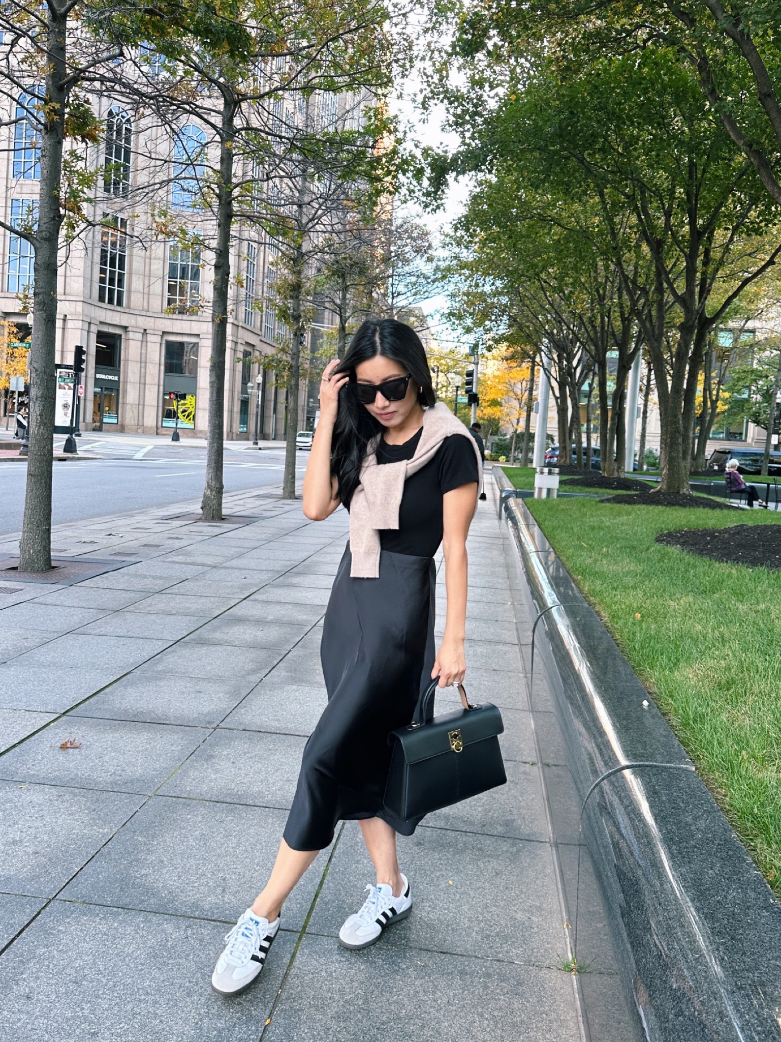 

• Amazon slip skirt in black size xxs. Easy to dress up for the holidays. Fitted on me at the elastic waist . comfortable and versatile, low maintenance / easy care. I've also linked the color silver cloud which is beautiful 

• Quince cashmere sweater in oatmeal size xs 

•Amazon bodysuit tee size xs 

•YSL Kate sunglasses

• Adidas sambas sneakers. Men’s size 4.5 fits like a women’s 6. Men’s 4 fits like a women’s 5 to 5.5

#petite fall outfit Black Friday cyber Monday week sale 

#LTKCyberWeek 

#LTKSeasonal #LTKHoliday