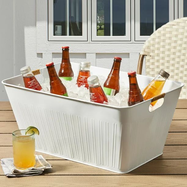 Better Homes & Gardens- White Large Rectangle Galvanized Tub, 21.96 IN L | Walmart (US)
